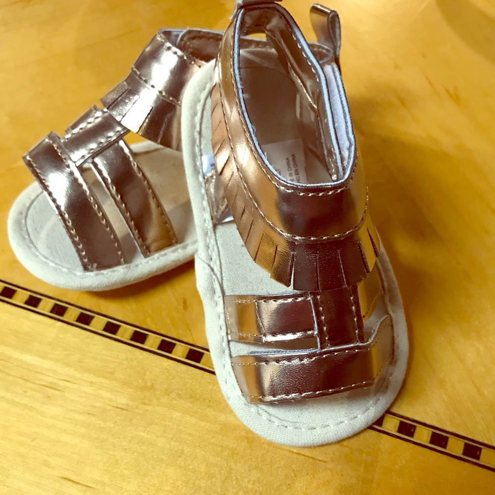 Gold & Tan Soft Sole Sandals 6-9 Months